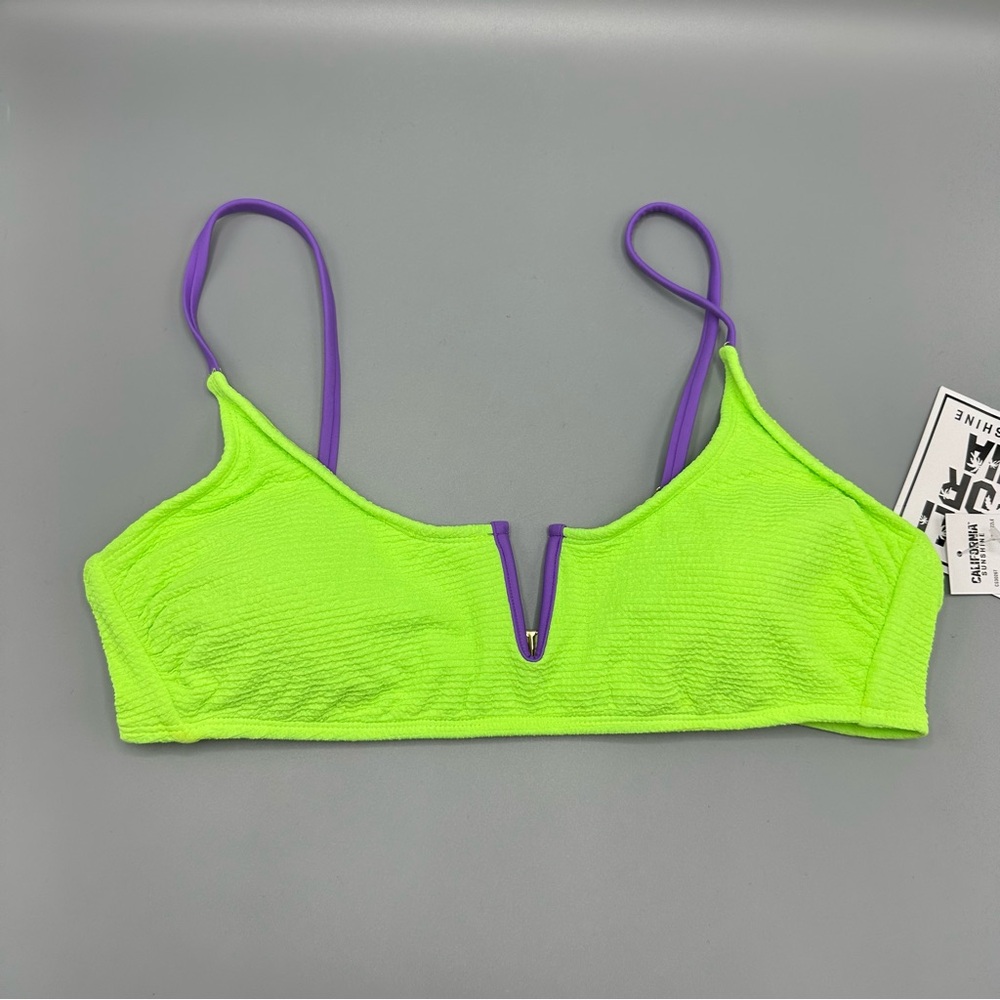 California Sunshine Swim Top Bralette Size XL Green Purple